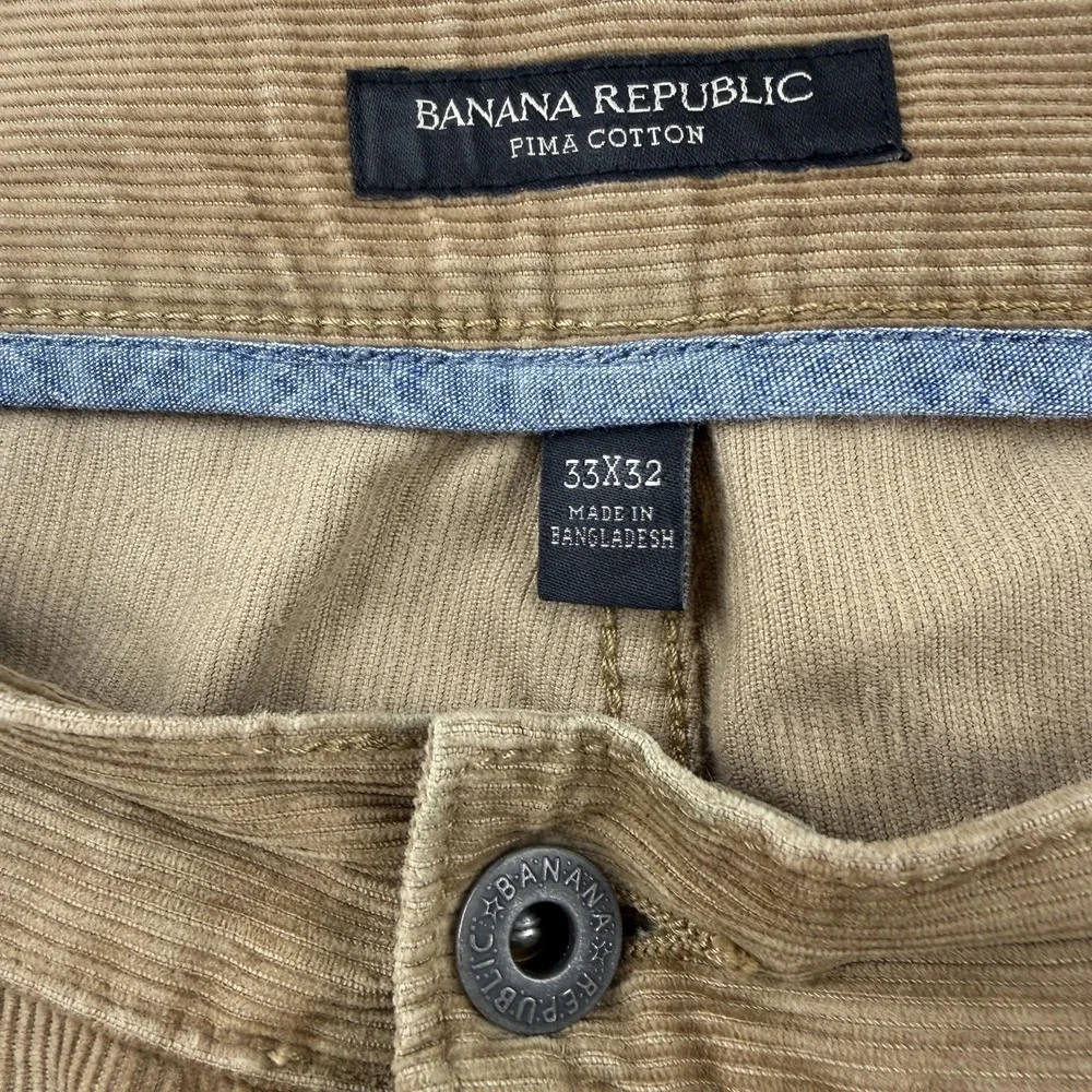Banana Republic Corduroy Pants Mens 33x32 Beige Regular Fit Casual VS 5 Pkt Y2K